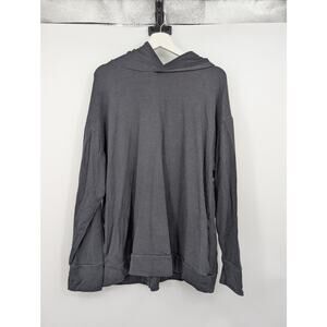 Aerie Long Sleeve Black Hooded Shirt Women Large Cold Weather Cozy Closet Staple